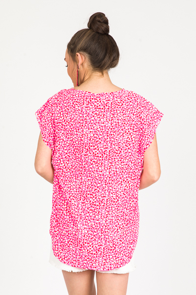 Marley Printed Blouse, Hot Pink