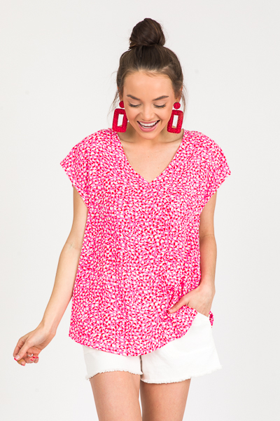 Marley Printed Blouse, Hot Pink