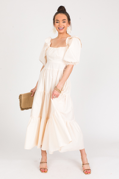 Open Back Tier Maxi, Cream