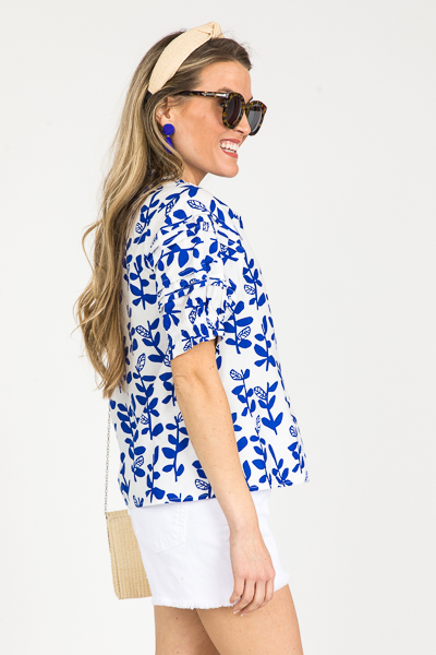 Blue Stems Pleat Top