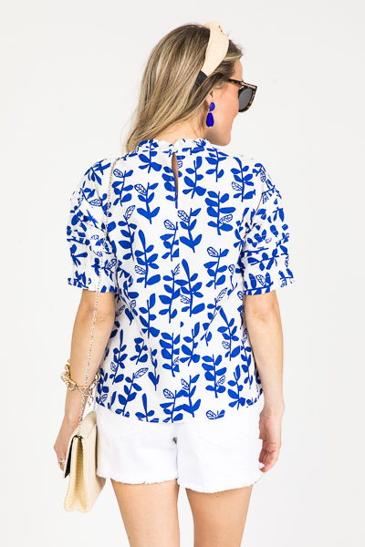 Blue Stems Pleat Top