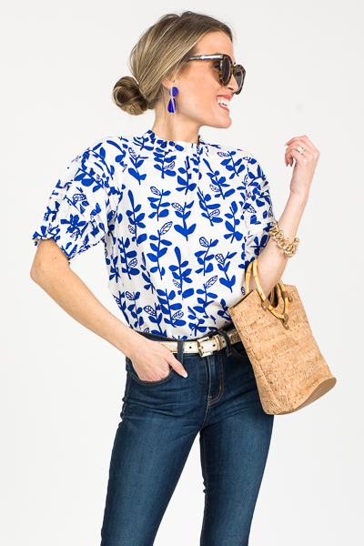 Blue Stems Pleat Top