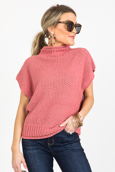 Drop Shoulder Mock Sweater, Marsala