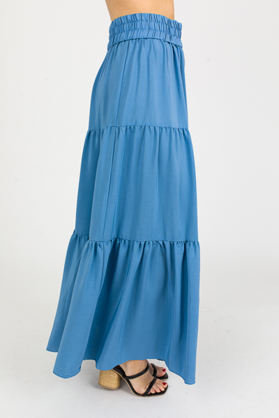 Tiered Maxi Skirt, Blue