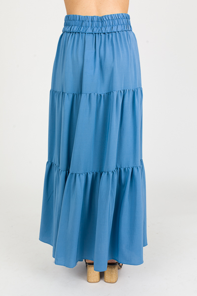 Tiered Maxi Skirt, Blue