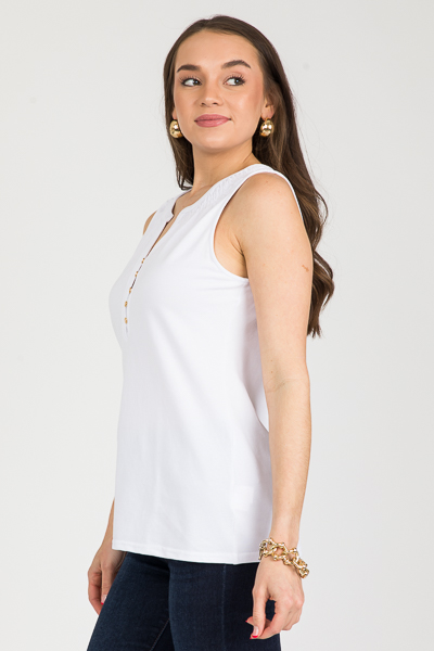Ruth Smock Neck Top, White