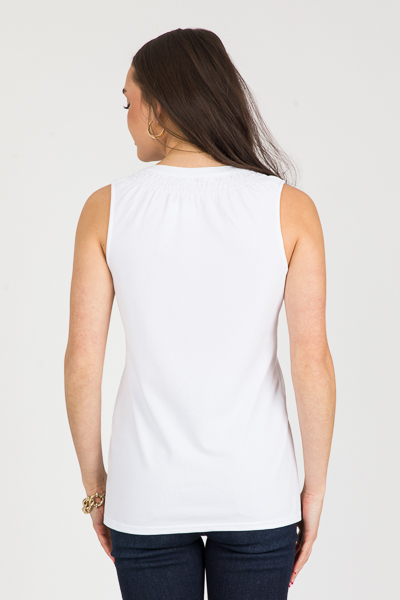 Ruth Smock Neck Top, White