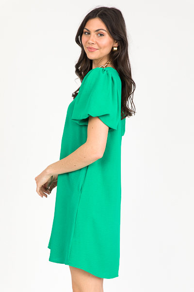 Kelly green shift top dress