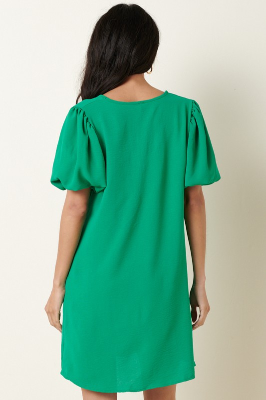 Puff Sleeve Shift, Kelly Green