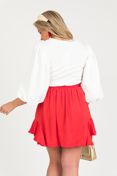 Ruffle Sides Skirt, Red