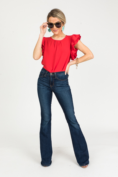 Grady Ruffles Blouse, Tomato