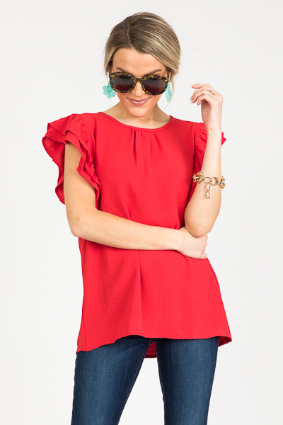 Grady Ruffles Blouse, Tomato