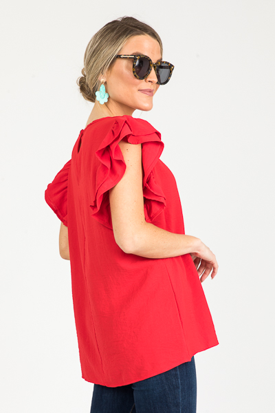 Grady Ruffles Blouse, Tomato