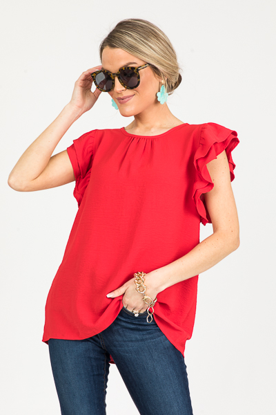 Grady Ruffles Blouse, Tomato