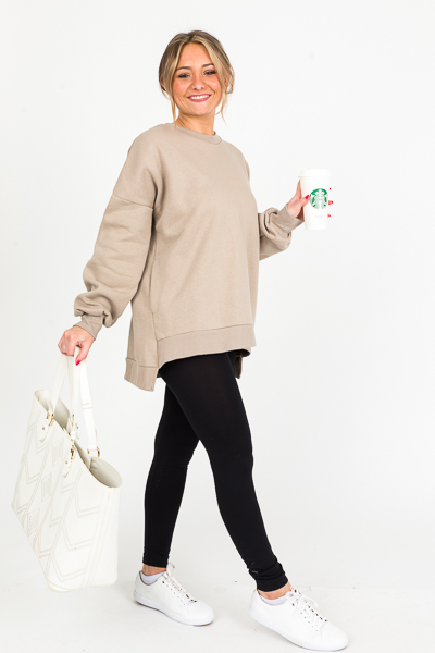 Side Pocket Sweatshirt, Ash Mocha