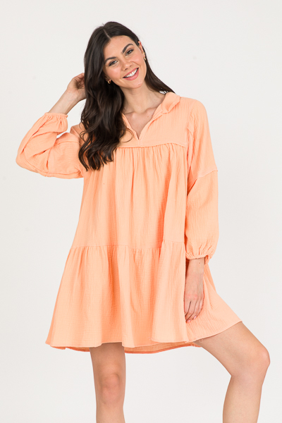 Carter Gauze Dress, Peach