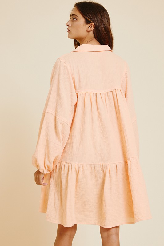 Carter Gauze Dress, Peach