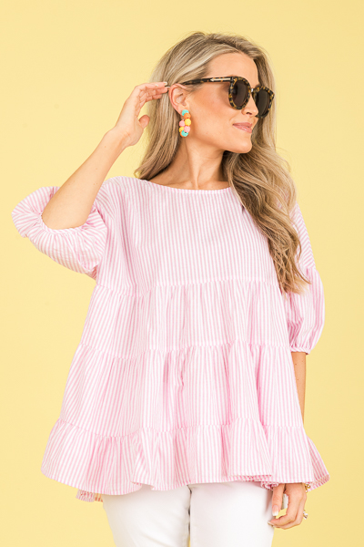 Preppy Pink Stripe Top