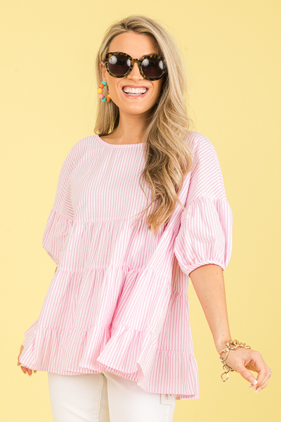 Preppy Pink Stripe Top