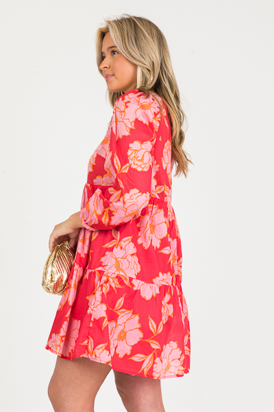 Lena Floral Dress, Tomato