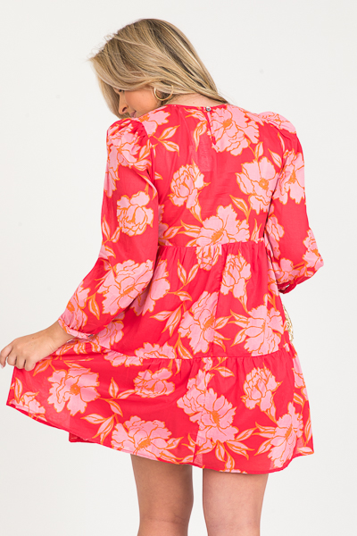 Lena Floral Dress, Tomato