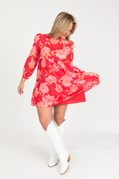 Lena Floral Dress, Tomato