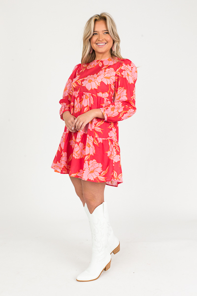 Lena Floral Dress, Tomato