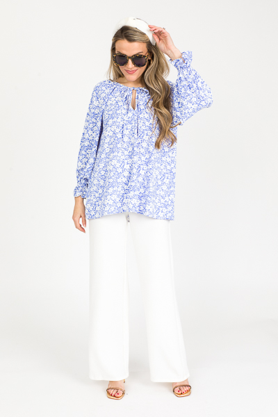 Tamara Blouse, Blue Floral - SALE - The Blue Door Boutique