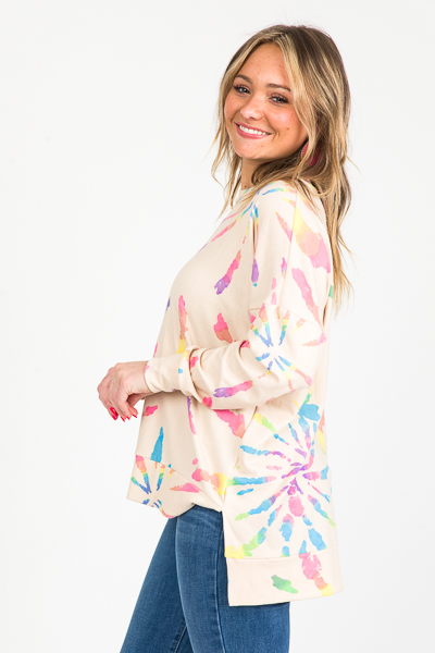 Soft Splatter Pullover, Taupe