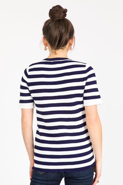 Raised Texture Stripe Top, Navy