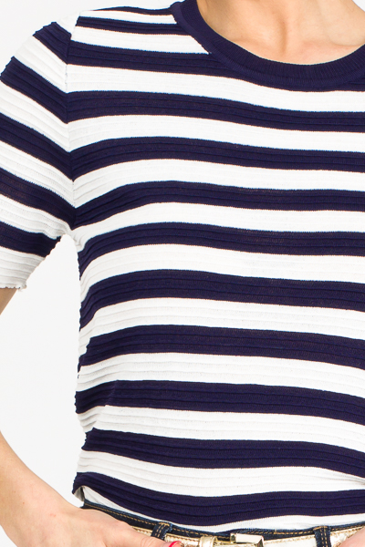 Raised Texture Stripe Top, Navy