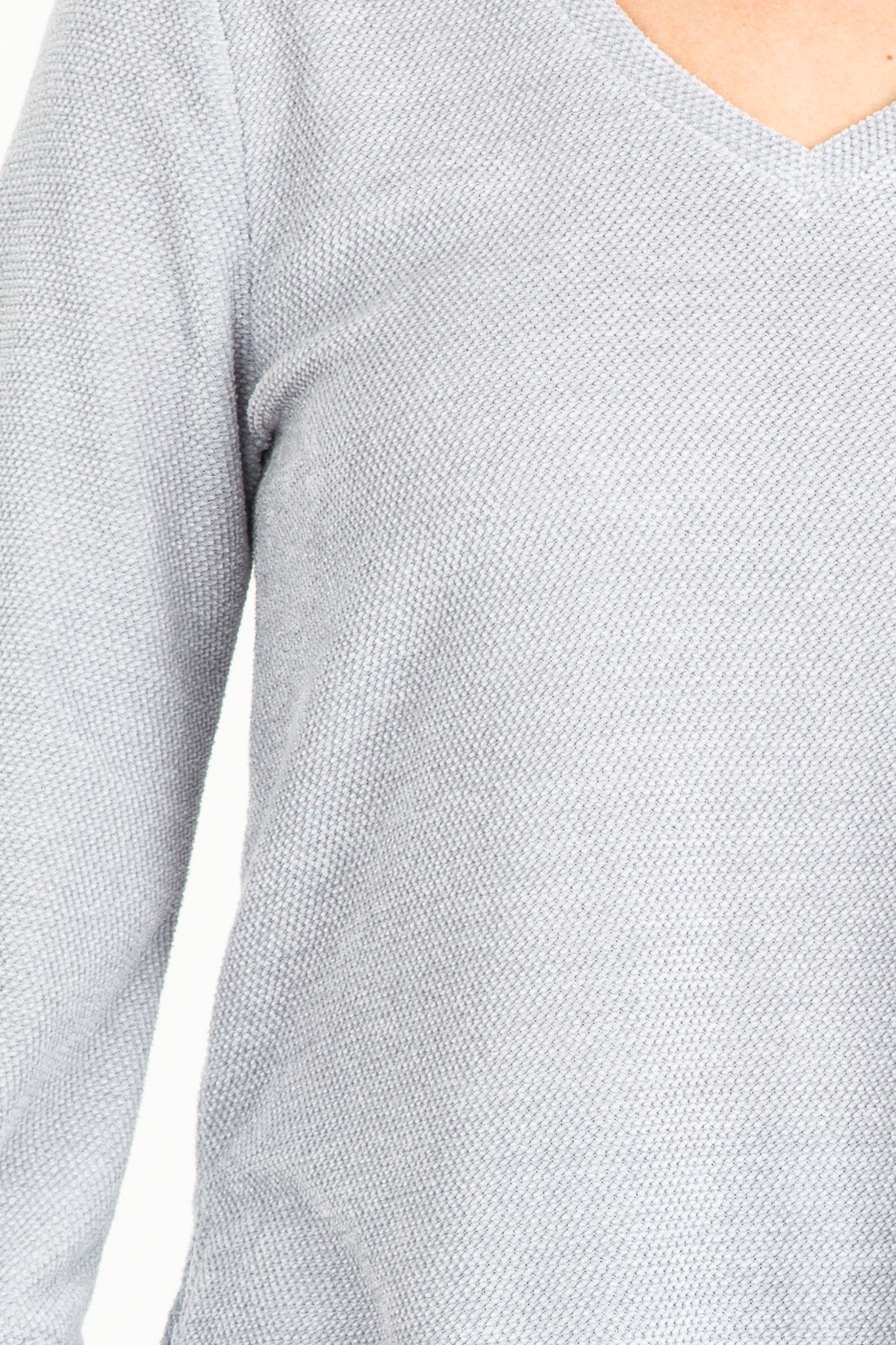 V-Neck Texture Pullover, Silver