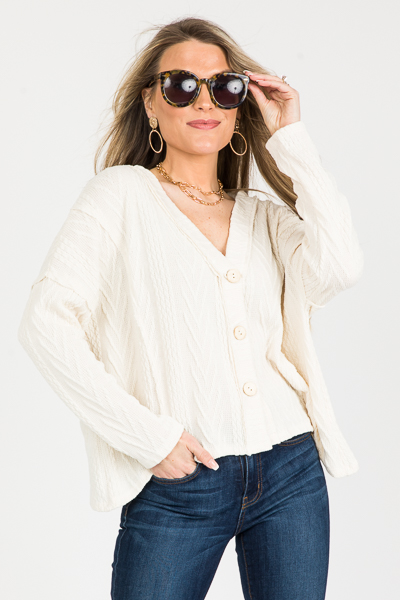 Lane Button Cardi, Off White