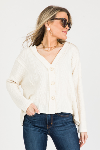 Lane Button Cardi, Off White