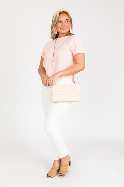 Boxy Gauze Top, Peach Nectar