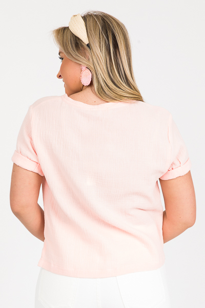 Boxy Gauze Top, Peach Nectar