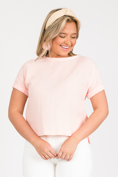 Boxy Gauze Top, Peach Nectar