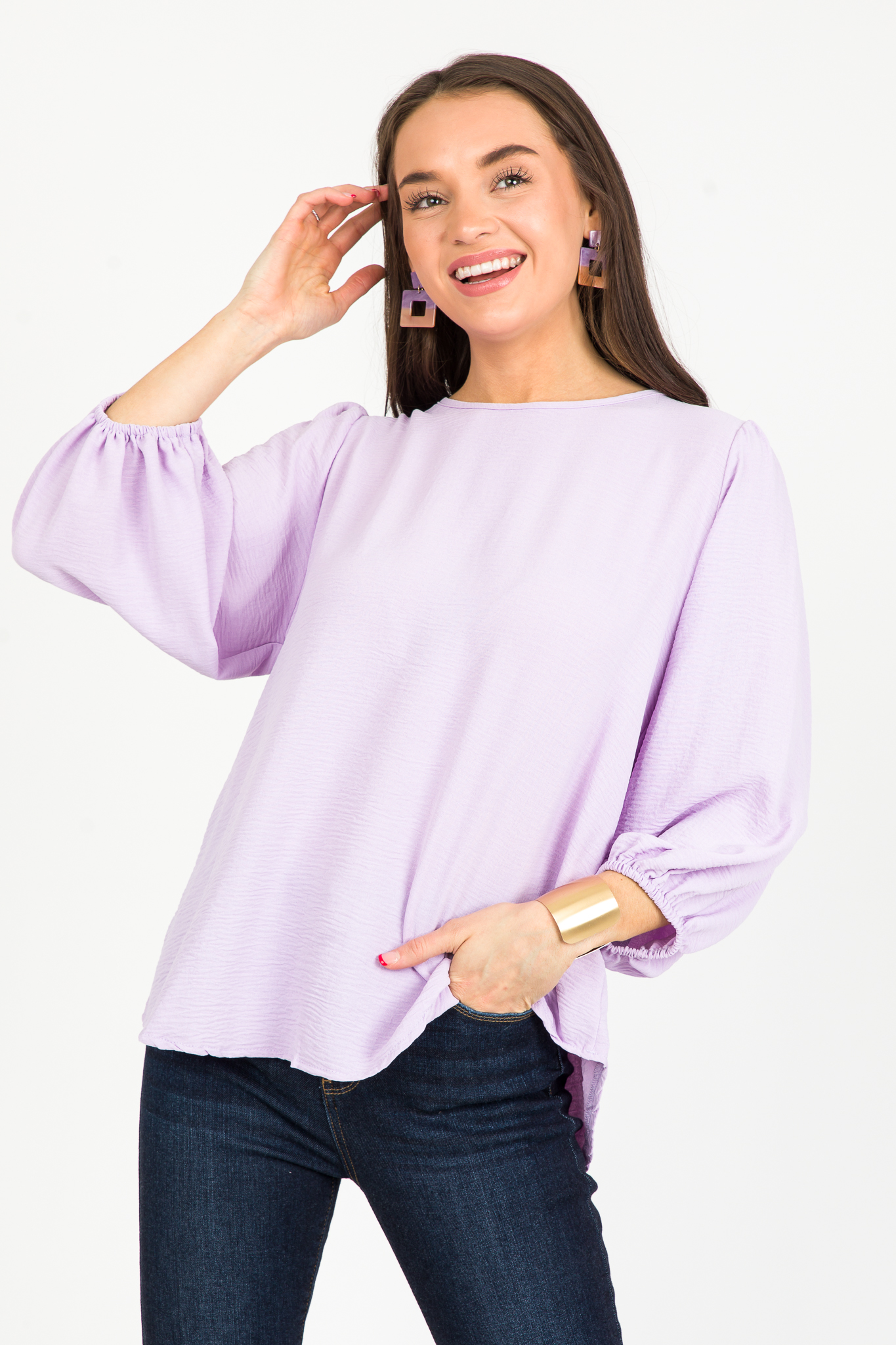 Mara Solid Blouse, Lavender