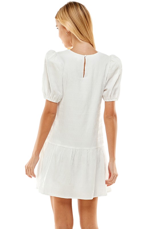 Solid Textured Dress, White