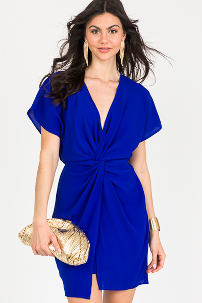 Twisted Plunge Dress, Royal