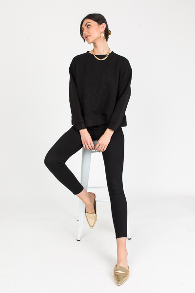 Solid Texture Sweatshirt, Black