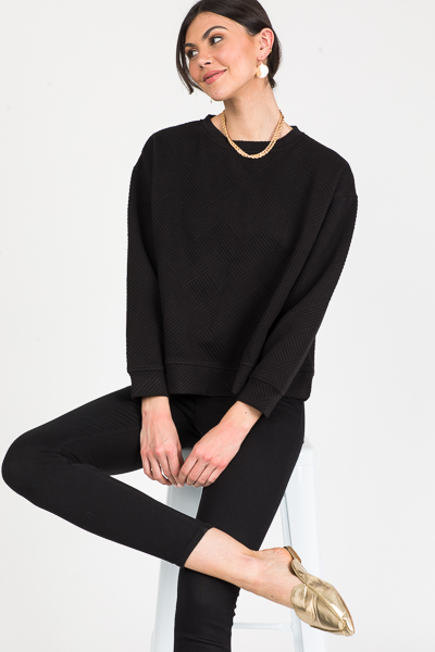 Solid Texture Sweatshirt, Black