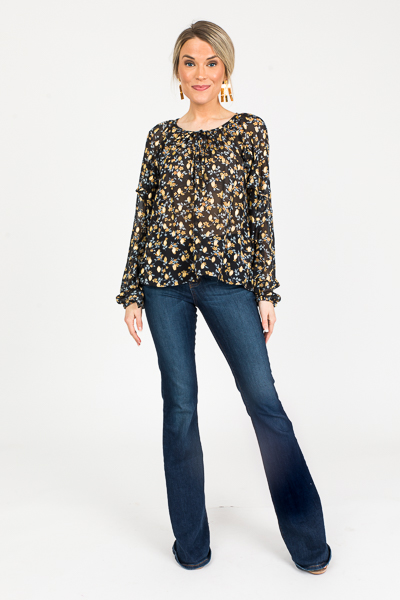 Midnight Floral Blouse, Black