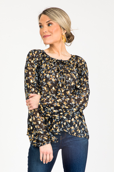 Midnight Floral Blouse, Black