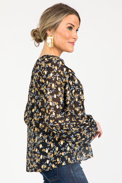 Midnight Floral Blouse, Black