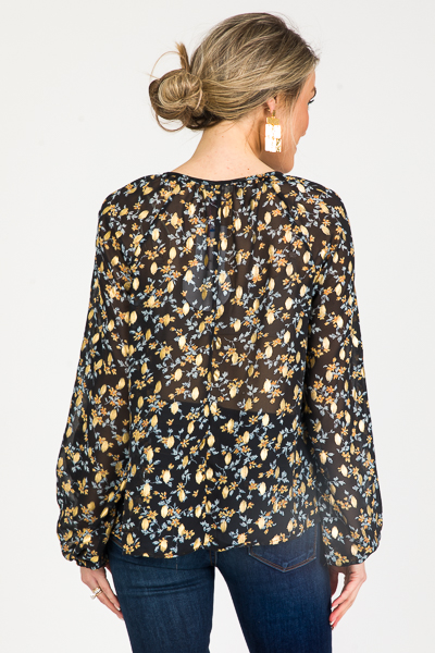 Midnight Floral Blouse, Black