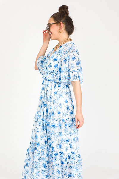 Cadence Blue Floral Maxi - Dresses
