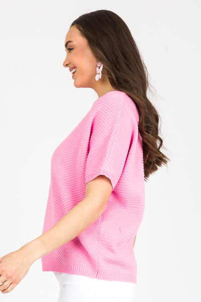 Short Sleeve Sweater, Pink