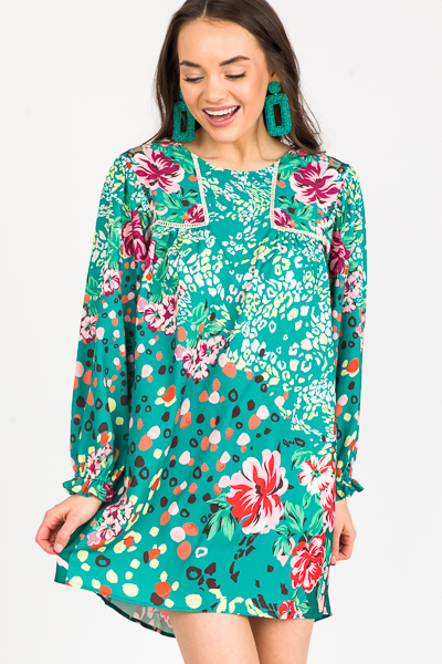 Party Pops Boho Dress, Green