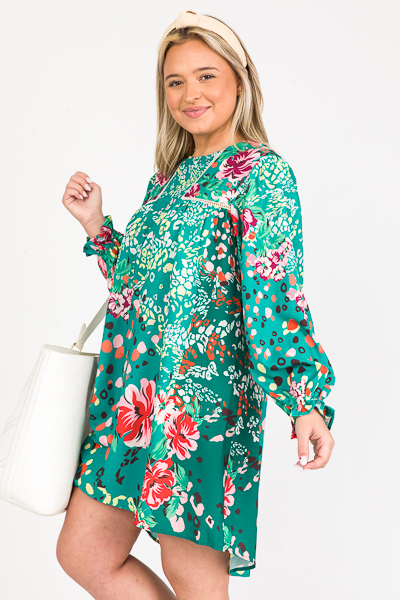 Party Pops Boho Dress, Green